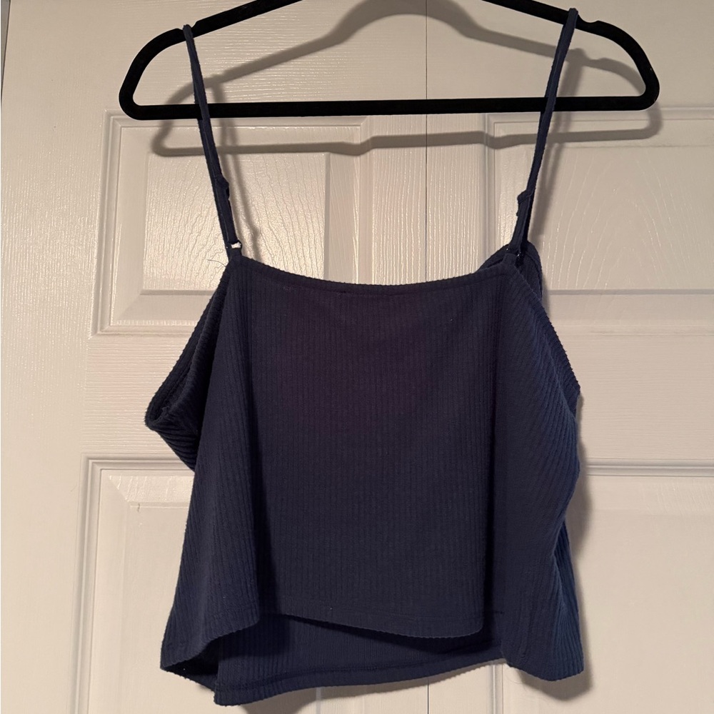 Express Navy Ribbed Cropped Tank - Picture 6 of 6